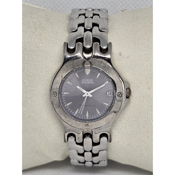 Guess Accessories - Women's Guess Waterpro Petite Gray Dial Date Silver Tone Case Bracelet Watch 11
